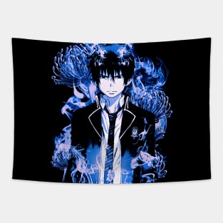 Neon Blue Flame Tapestry