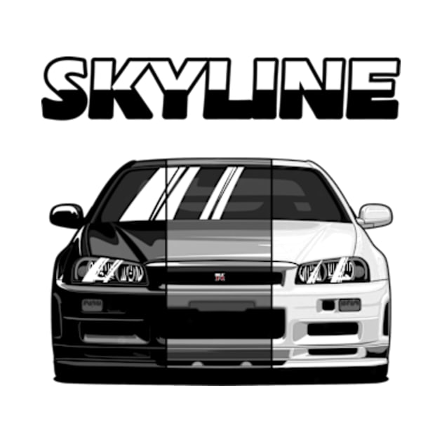 Nissan Skyline r34 GTR White Grey and Black, JDM Car by T-JD