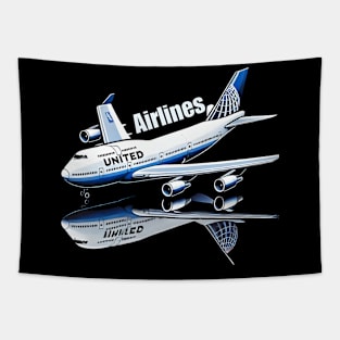 United Airlines Boeing 747 - Aviation Enthusiast Tapestry