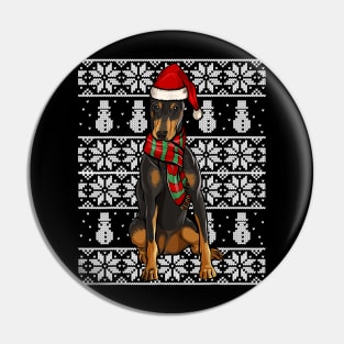 Santa Hat Doberman Pinscher Ugly Christmas Pin