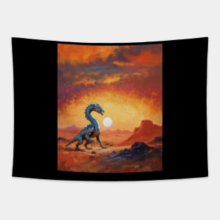 Chromed Dragon Of The Desert Mountains Tapestry