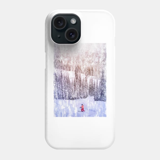 Skiing White Snow Forest. For ski lovers. Phone Case by ColortrixArt