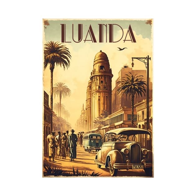 Luanda Angola Vintage Travel Art Poster by OldTravelArt