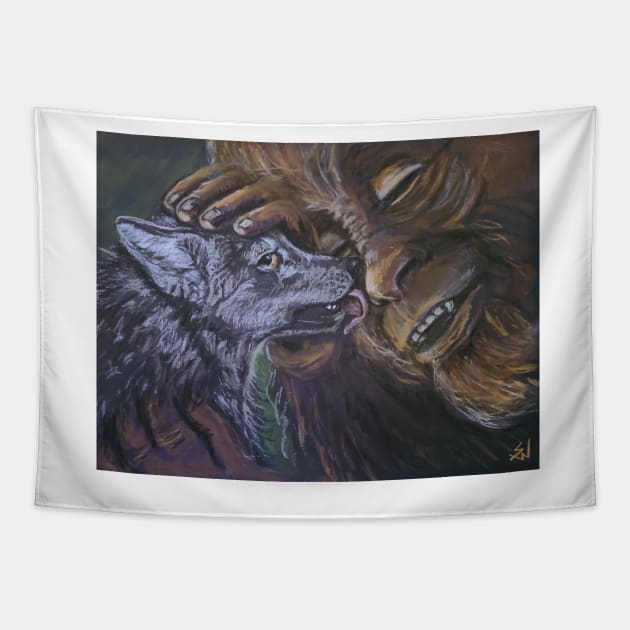 Wolfie Love Tapestry by SandiaOFC