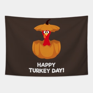 Happy Turkey Day With Turkey in The Pumpkin Tapestry