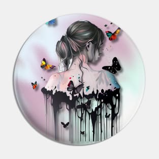 Girl with Butterflies 1 Pin