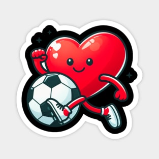 Valentine's Day Heart Soccer Player Team Sports Magnet