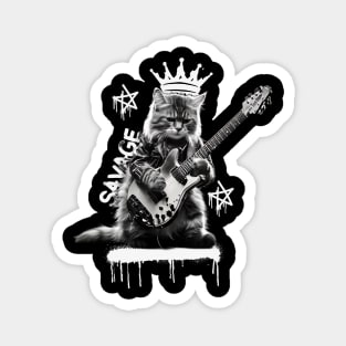 Rock Cat Playing Guitar Magnet