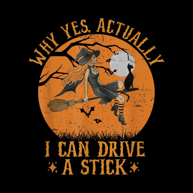 Why Yes Actually I Can Drive a Stick witch Cat Halloween by Formoon