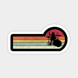 Drummer Retro Style Drum Player Magnet