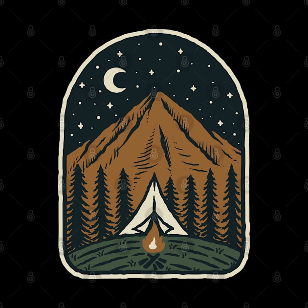 Camp Mountain Night by quilimo