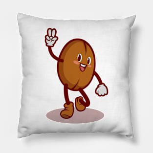 Coffee bean cartoon character Pillow