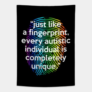 Colorful Fingerprint For Autism Acceptance Tapestry