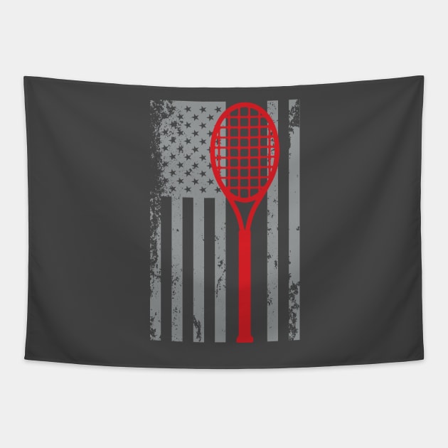 American Flag Tennis Shirt - Cool Awesome I Love Tennis Tapestry by solsateez