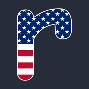 Letter r Lower Case Alphabet r American Flag T-Shirt