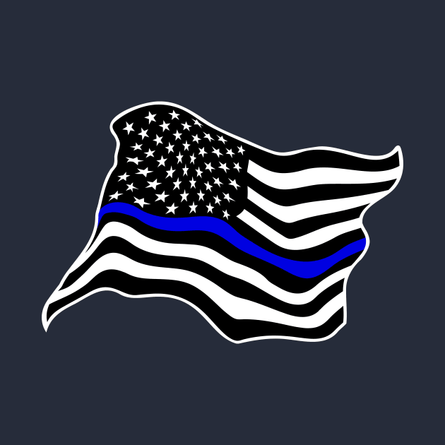 Waving USA Police Thin Blue Line Flag by hobrath