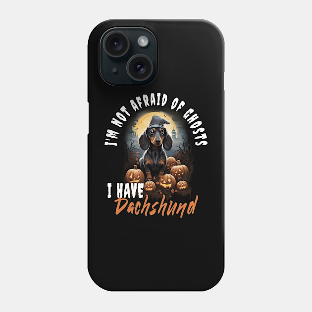 Dachshund Dog Ghost Guardian Vintage Halloween Funny Phone Case by Sniffist Gang