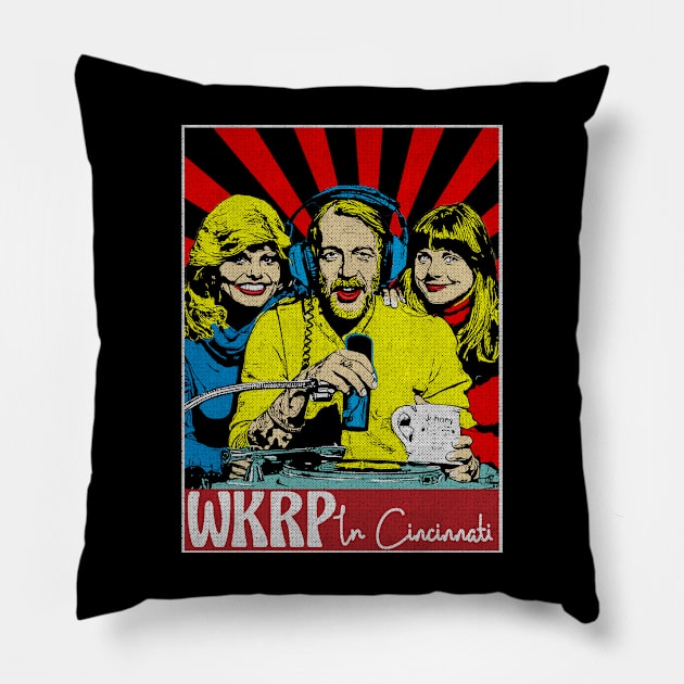 WKRP In Cincinnati Pop Art Fan Art Pillow by Motor Lipat