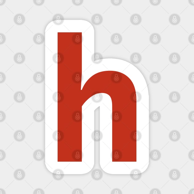 Letter h in Red Text Minimal Typography Magnet by ellenhenryart