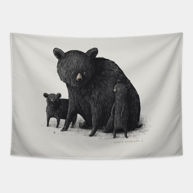 Black Bear Family Tapestry by Sophie Corrigan