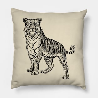 Tiger Line Art Graphite Pencil Drawing Pillow