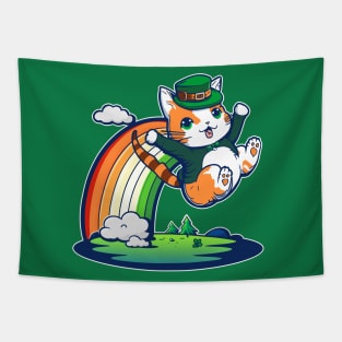 Lucky Irish Rainbow Cat Tapestry