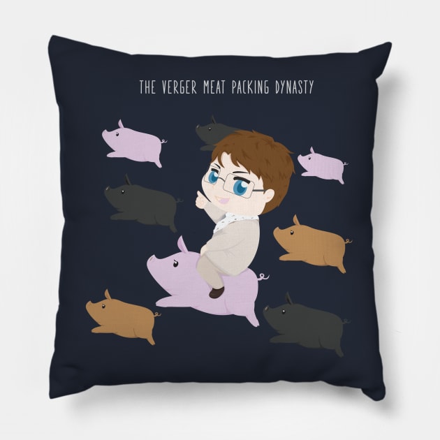 The Verger Meat Packing Dynasty Pillow by thepiemistake