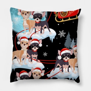 Santa Reindeer Chihuahua Ugly Sweater Christmas Pillow