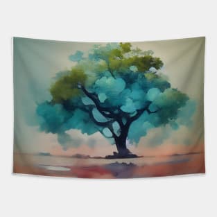 Trees in a Asian painting, pastel colors, abstract creative Tapestry