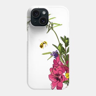 Bee hovering over Spring flowers Phone Case