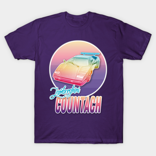 Lamborghini Countach Vaporwave Aesthetic Design - Outrun Retro - T-Shirt |  TeePublic