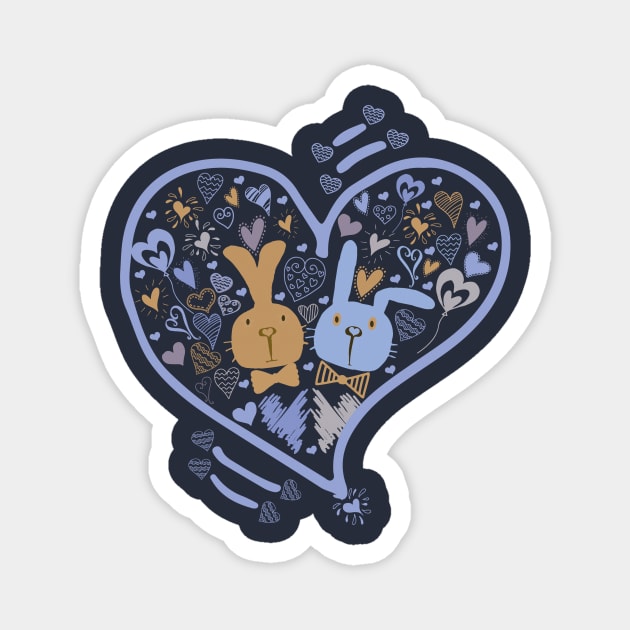 Two Cute Bunnies in Love Magnet by JeLoTall