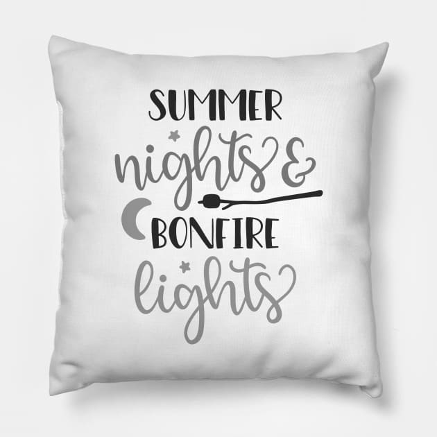 Summer Nights And Bonfire Lights, Outdoors Shirt, Hiking Shirt, Adventure Shirt, Camping Shirt Pillow by ThrivingTees