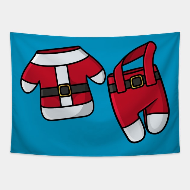 Red Kids Winter, Christmas suit with belt vector icon illustration. Tapestry by AlviStudio