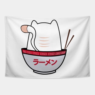 CLUMSY CAT IN THE RAMEN BOWL Tapestry