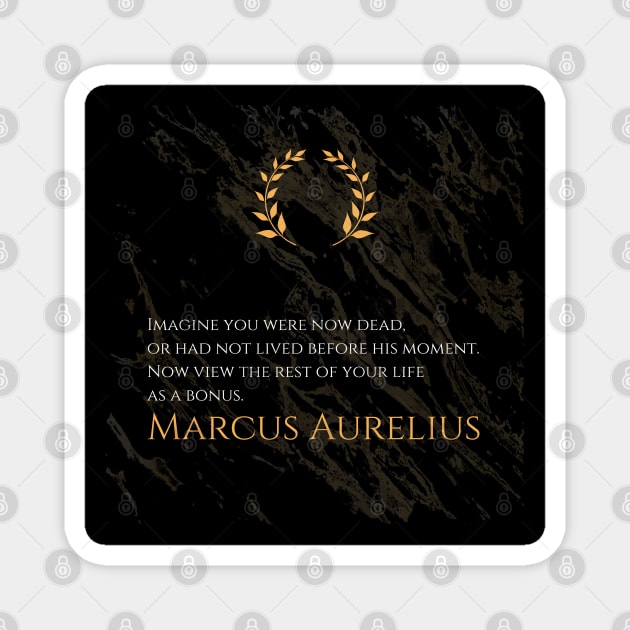 Life as a Bonus: 'Imagine you were now dead, or had not lived before this moment. Now view the rest of your life as a bonus.' -Marcus Aurelius Design Magnet by Dose of Philosophy