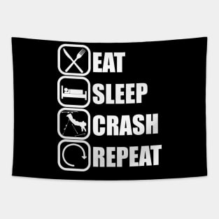 Eat Sleep Crash Repeat - Funny Skiing Quote Tapestry