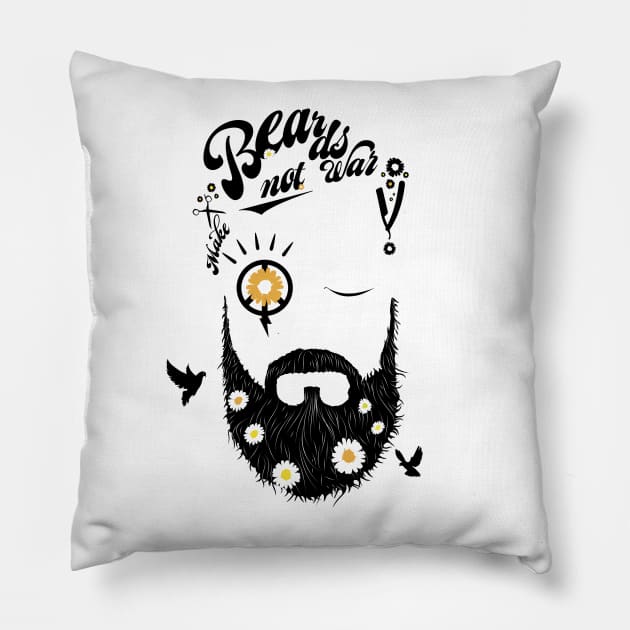 Make Beards not War! (typo edition) Pillow by balticlapse