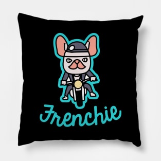Frenchie Biker Motorcycle Dog Owner Frenchie Funny Dog Pillow