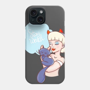 Stay Weird Witch Girl with a Cat Phone Case