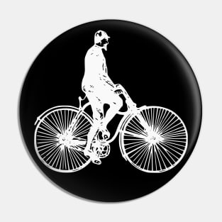 White Vintage Bicycle Cyclists Pin