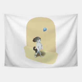 小花狗与蓝色气球Little flower dog and blue balloon Tapestry