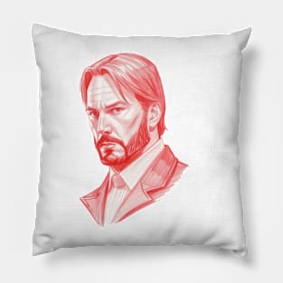 John Wick's Face Sketch Pillow