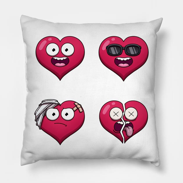 Funny Hearts Pillow by TheMaskedTooner