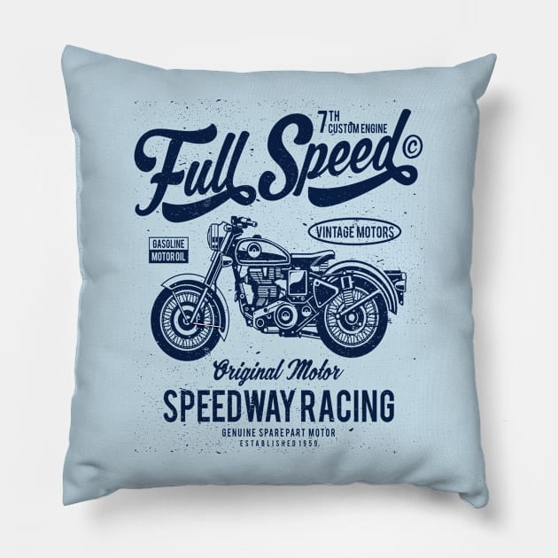 Full Speed Custom Engine Original Motor Speedway Racing Vintage Motors Pillow by JakeRhodes