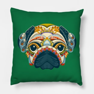 colorful pug head Pillow