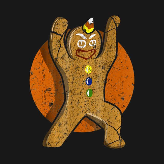 Gingerbread Man Monster Tee Retro Halloween Biscui by klausgaiser