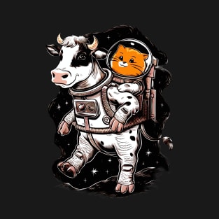 Cow And Cat Astronauts T-Shirt