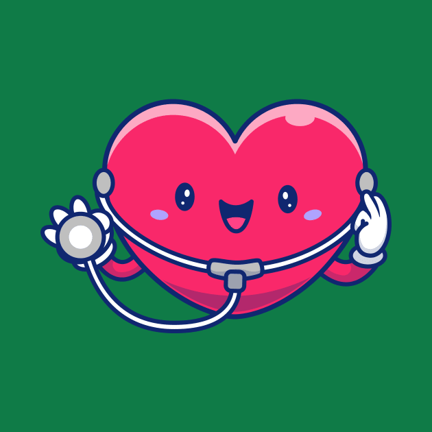 Cute Heart With Stethoscope Cartoon by Catalyst Labs