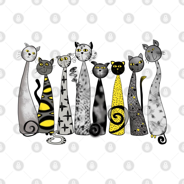 Grey and yellow cats by Smoky Lemon